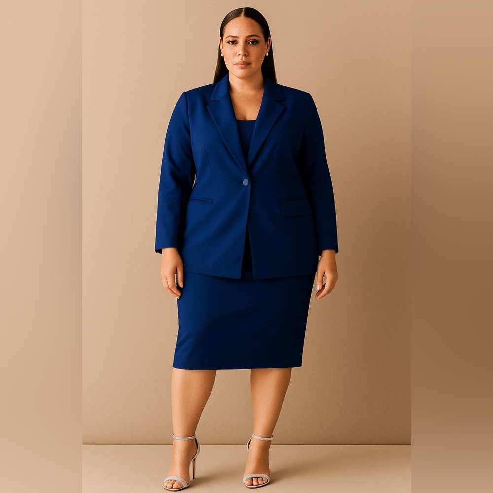 Aussie Austin Royal Blue Skirt Suit Set Size 16